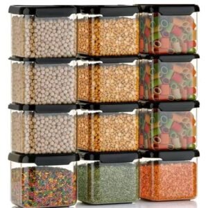 Airtight Kitchen Containers Set (Pack of 10, 500ML) | Food Grade, BPA Free | Transparent, Stackable Storage for Pulses, Cereals, Grains, Dry Fruits | Pantry Organization